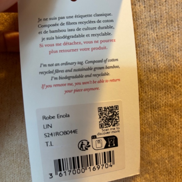 Sezane.  L. ENOLA DRESS in Linen.  NWT - Picture 4 of 5